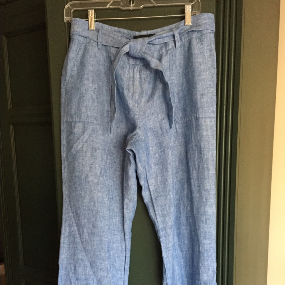 Talbots chambray wide leg linen pants